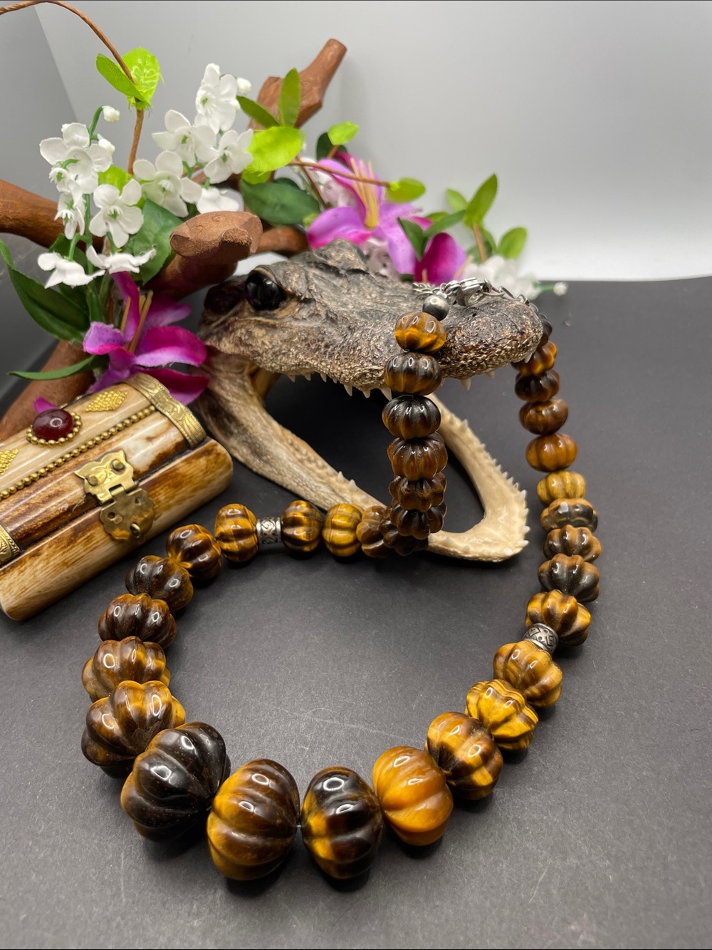Felicia Designs Tiger Eye and 925 chunky necklace D44